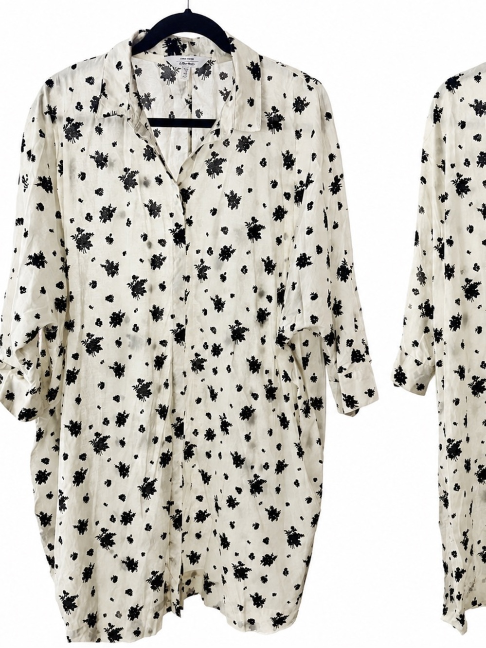 & Other Stories Black & White Floral Shirt Dress – Size 10 – Oversized